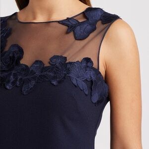 Vince Camuto Floral Embroidery Signature Stretch Crepe Sheath Dress